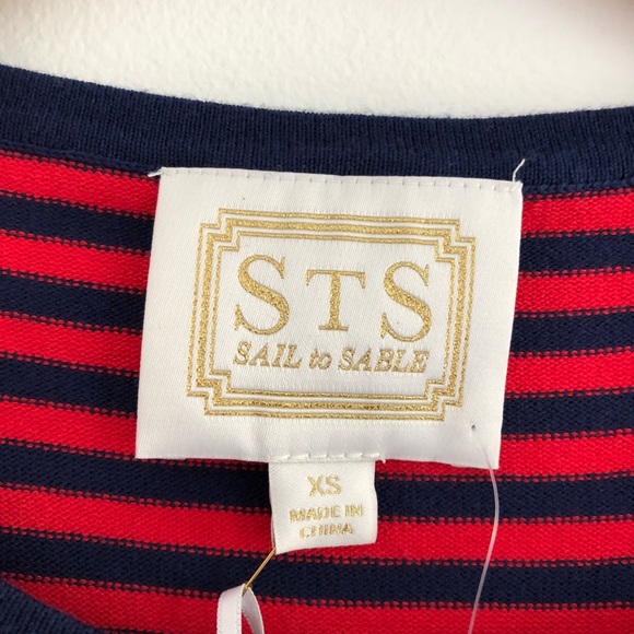 Sail to Sable Red & Navy Striped Bell Sleeve Dress - Picture 3 of 5